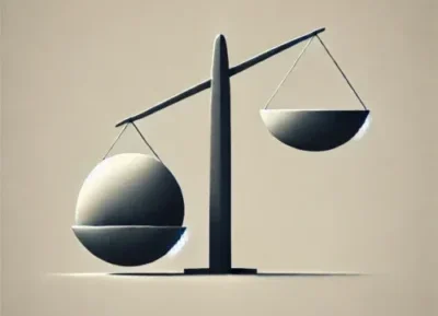 A illustration showing an uneven scale to symbolize the concept of "Disproportionate Burden".